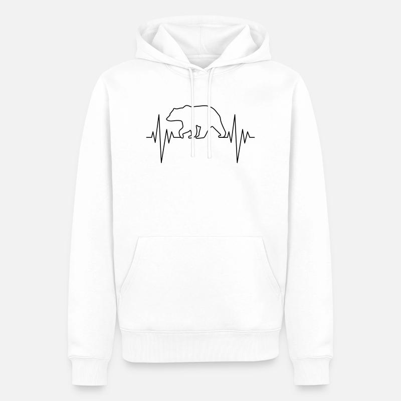 Bear Pulse - Männer Premium Bio Hoodie - Weiß