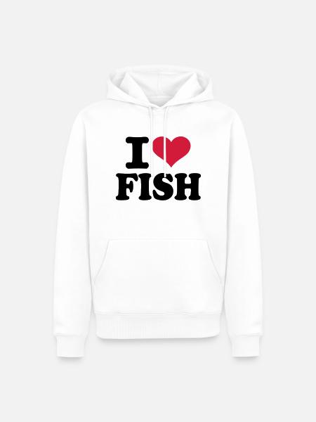 I love Fish - Männer Premium Bio Hoodie - Weiß