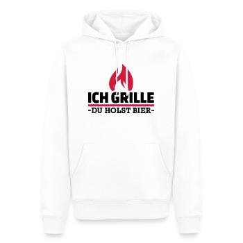 Ich grille du holst Bier - Männer Premium Bio Hoodie - Weiß - Vorne - Nico (187cm)