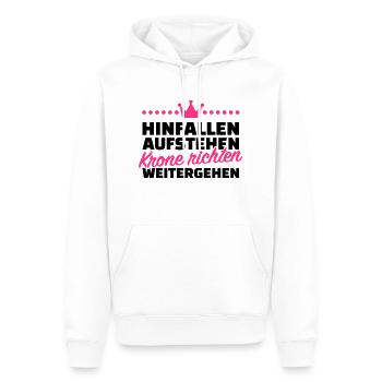 Krone richten weitergehen - Männer Premium Bio Hoodie - Weiß - Vorne - Nico (187cm)