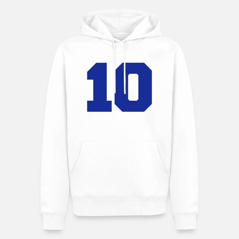 10, Zahlen, Nummer, Rückennummer - Sweat à capuche Premium bio Homme - blanc