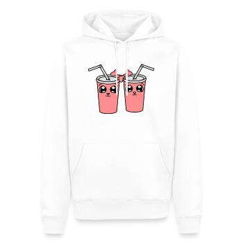 2 freundinnen team paar gesicht comic cartoon süß - Männer Premium Bio Hoodie - Weiß - Vorne - Nico (187cm)