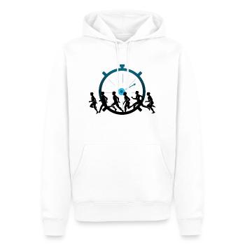 Course contre la montre - Sweat à capuche Premium bio Homme - blanc - Devant - Nico (187cm)
