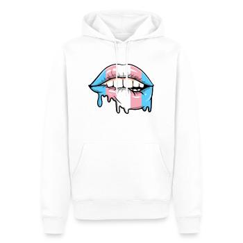 Lèvres transgenres qui coulent - Sweat à capuche Premium bio Homme - blanc - Devant - Nico (187cm)