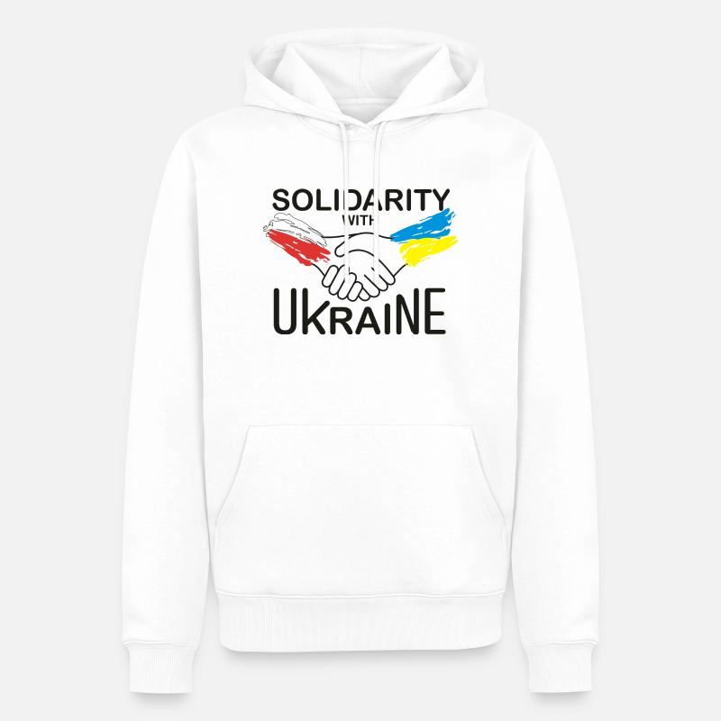 La Pologne solidaire de l’Ukraine - Sweat à capuche Premium bio Homme - blanc