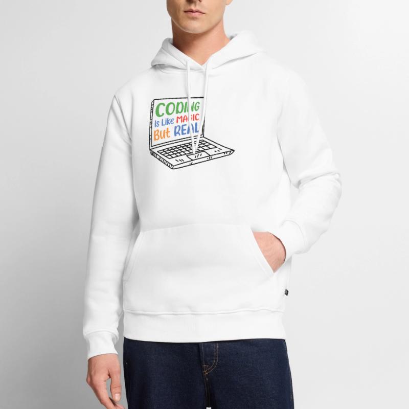 Coding Is Like Magic Coder Programmer Computer Gee Männer Premium Bio Hoodie