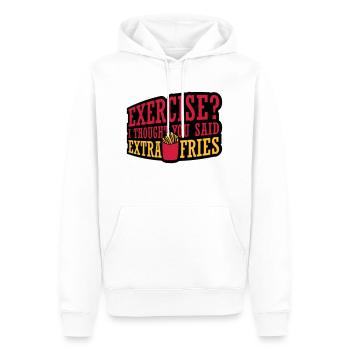 Exercise Extra Fries Zitat - Männer Premium Bio Hoodie - Weiß - Vorne - Nico (187cm)