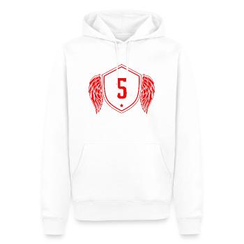 5 Nombre d’armoiries - Sweat à capuche Premium bio Homme - blanc - Devant - Nico (187cm)