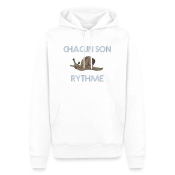 escargot - chacun son rythme - Sweat à capuche Premium bio Homme - blanc - Devant - Nico (187cm)