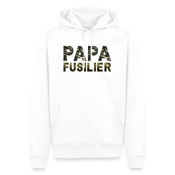 PAPA FUSILIER DOUBLE CAMOUFLAGE MILITAIRE - Sweat à capuche Premium bio Homme - blanc - Devant - Nico (187cm)
