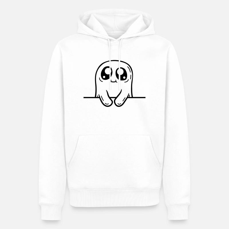 Cartoon Geist hinter Mauer - Männer Premium Bio Hoodie - Weiß