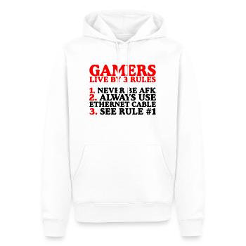 Gamers Live By 3 Rules, Never Be Afk,... 2 - Men’s Premium Organic Hoodie - white - Front - Nico (187cm)