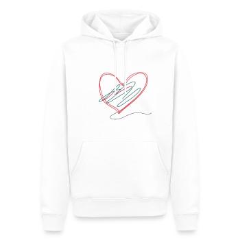 Cœur, symbole du cœur, signe du cœur, cœurs, cœurs - Sweat à capuche Premium bio Homme - blanc - Devant - Nico (187cm)