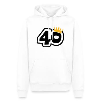 40 mit Krone - Männer Premium Bio Hoodie - Weiß - Vorne - Nico (187cm)