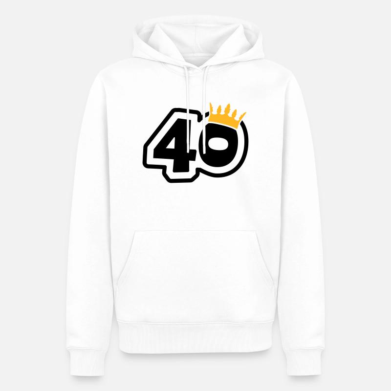40 mit Krone - Männer Premium Bio Hoodie - Weiß