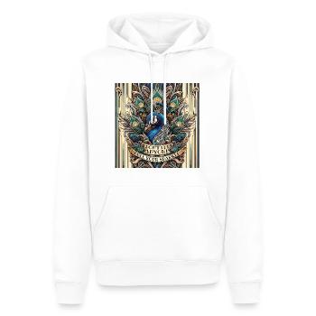 Paon Art Déco Ne laissez personne ternir votre éclat - Sweat à capuche Premium bio Homme - blanc - Devant - Nico (187cm)
