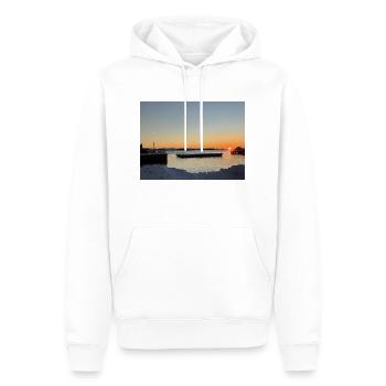 Lofoten-Sonnenuntergang - Männer Premium Bio Hoodie - Weiß - Vorne - Nico (187cm)