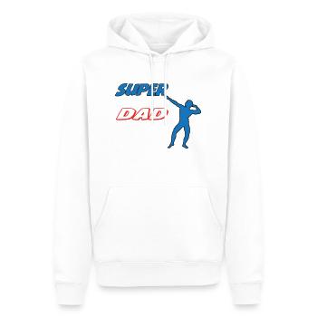 SUPER-VATER - Männer Premium Bio Hoodie - Weiß - Vorne - Nico (187cm)