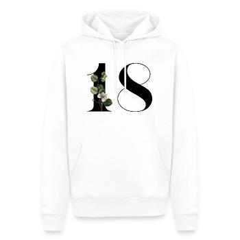 Numéro 18 floral vert -18e anniversaire floral - Sweat à capuche Premium bio Homme - blanc - Devant - Nico (187cm)