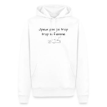 J'peux Pas J'ai trop trop La Flemme - Sweat à capuche Premium bio Homme - blanc - Devant - Nico (187cm)