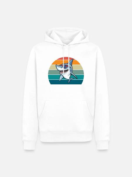 Shark Retro - Men’s Premium Organic Hoodie - white
