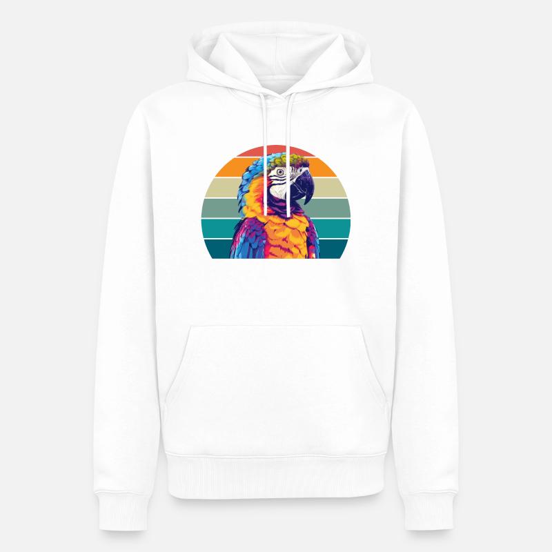 Perroquet Rétro - Sweat à capuche Premium bio Homme - blanc
