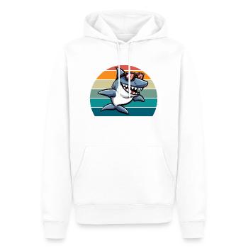 Hai Retro Lustig Sommer Strand - Männer Premium Bio Hoodie - Weiß - Vorne - Nico (187cm)