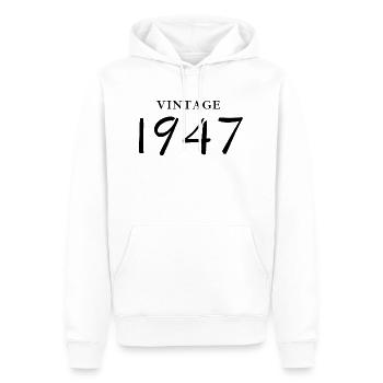 Jahrgang 1947 - Geschenkidee zum Geburtstag - Männer Premium Bio Hoodie - Weiß - Vorne - Nico (187cm)