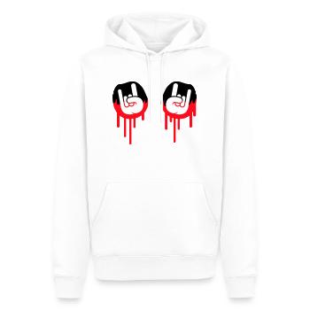 Heavy Metal Hard Rock Graffiti Cornes Geste de la main - Sweat à capuche Premium bio Homme - blanc - Devant - Nico (187cm)