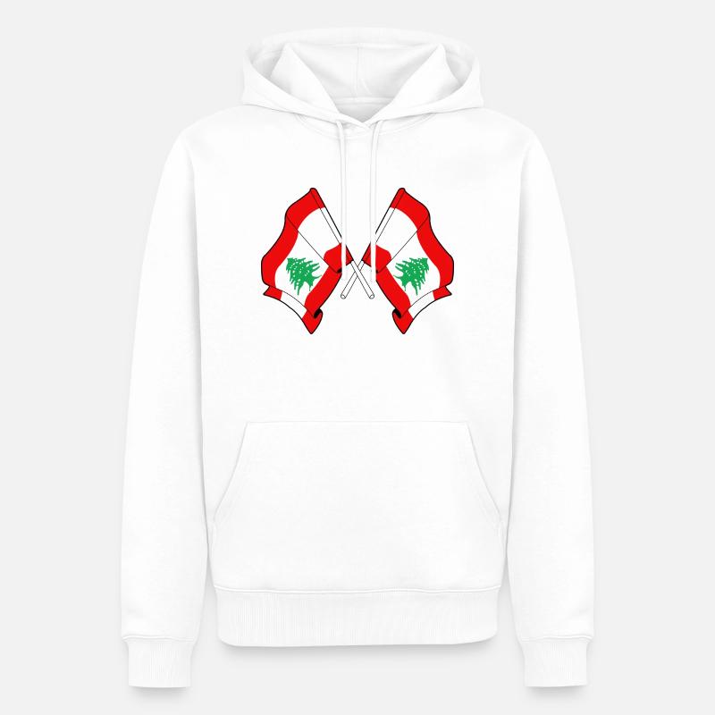 Deux drapeaux du Liban - Sweat à capuche Premium bio Homme - blanc
