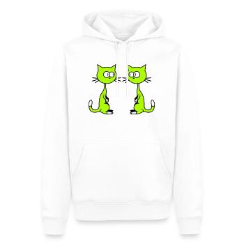 2 Neugierige Komische Katzen Gucken Sich Lustig An - Männer Premium Bio Hoodie - Weiß - Vorne - Nico (187cm)