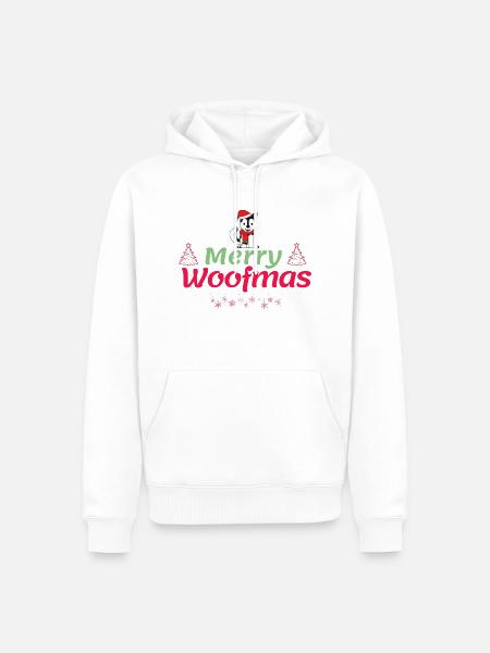Merry Woofmas - Männer Premium Bio Hoodie - Weiß