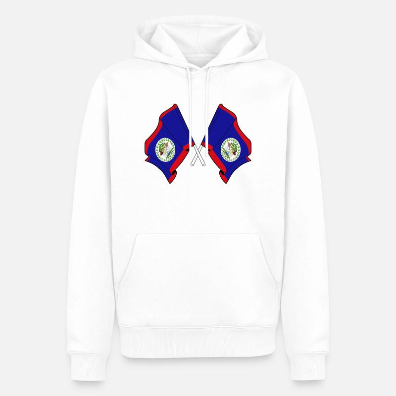Deux drapeaux Belize - Sweat à capuche Premium bio Homme - blanc