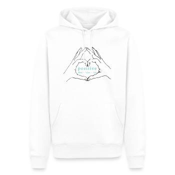 Hände formen ein Herz. Positive Mind/Vibes/ Life - Männer Premium Bio Hoodie - Weiß - Vorne - Nico (187cm)