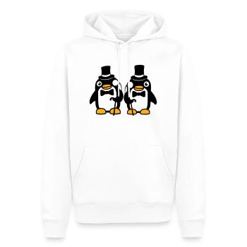 2 Pinguin Gentlemen Sir Herr Zylinder Hut Monokel - Männer Premium Bio Hoodie - Weiß - Vorne - Nico (187cm)
