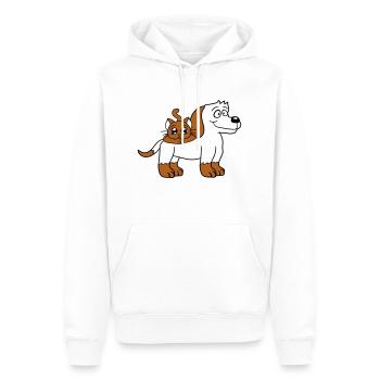 Chien Chat Deux Amis Équipe Chaton 2 Duo Équipage - Sweat à capuche Premium bio Homme - blanc - Devant - Nico (187cm)