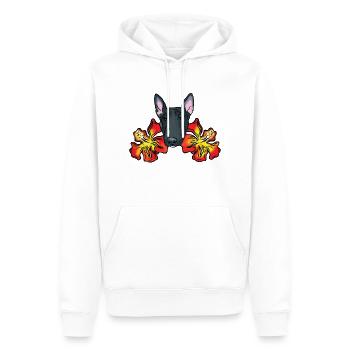 Bull Terrier avec fleurs d’hibiscus - Sweat à capuche Premium bio Homme - blanc - Devant - Nico (187cm)