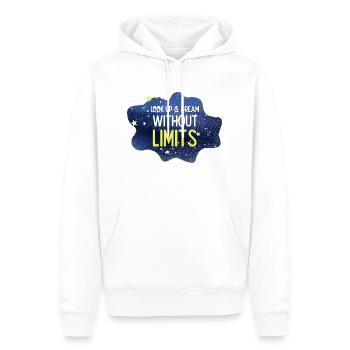 Levez les yeux et rêvez sans limites - Sweat à capuche Premium bio Homme - blanc - Devant - Nico (187cm)