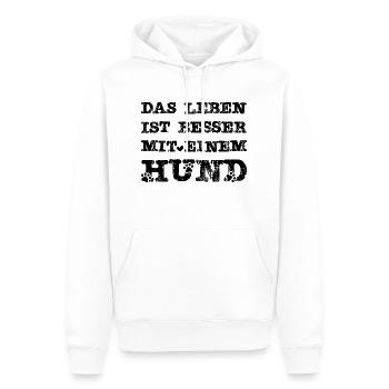 Das Leben ist besser mit einem Hund - Männer Premium Bio Hoodie - Weiß - Vorne - Nico (187cm)