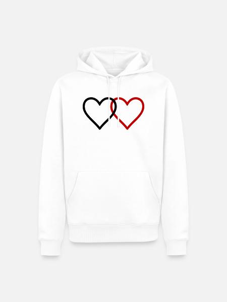Herzen Paar Liebe - Männer Premium Bio Hoodie - Weiß