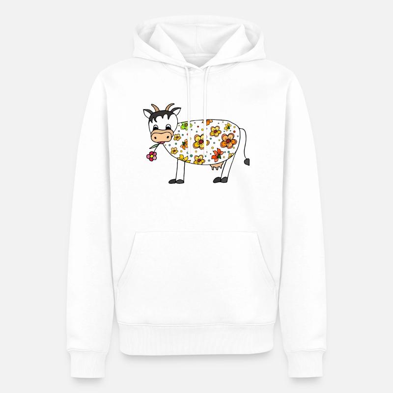 Vache - Sweat à capuche Premium bio Homme - blanc