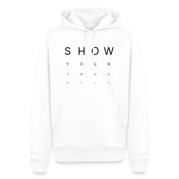 Show Your True Self – Eye Chart Style - Men’s Premium Organic Hoodie - white - Front - Nico (187cm)