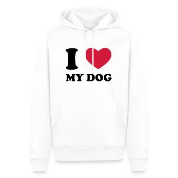 J'aime mon chien - Sweat à capuche Premium bio Homme - blanc - Devant - Nico (187cm)