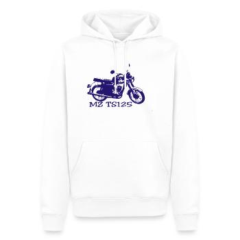MZ TS125 - Männer Premium Bio Hoodie - Weiß - Vorne - Nico (187cm)