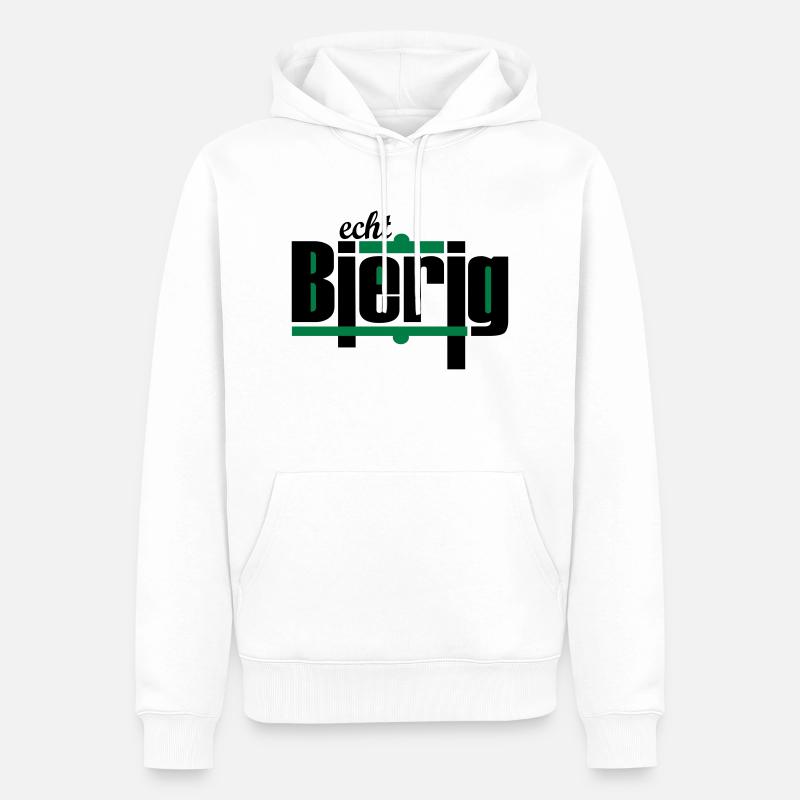 "echt Bierig" by Claudia-Moda - Männer Premium Bio Hoodie - Weiß