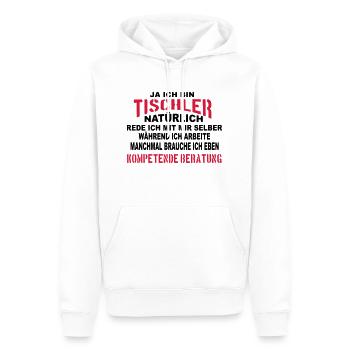 Tischler Beratung - Männer Premium Bio Hoodie - Weiß - Vorne - Nico (187cm)
