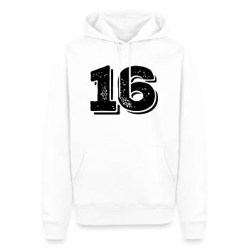 16 Nexa - Männer Premium Bio Hoodie - Weiß - Vorne - Nico (187cm)