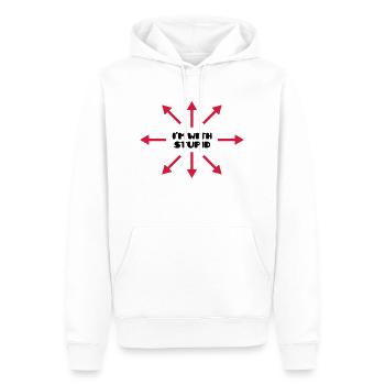 I'm with stupid :) (V) - Männer Premium Bio Hoodie - Weiß - Vorne - Nico (187cm)