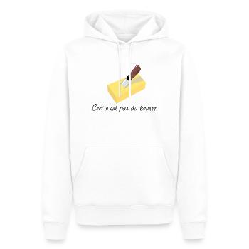 ceci n'est pas du beurre - Sweat à capuche Premium bio Homme - blanc - Devant - Nico (187cm)