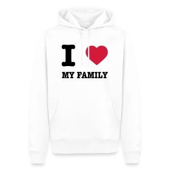 I Love My Family - Sweat à capuche Premium bio Homme - blanc - Devant - Nico (187cm)